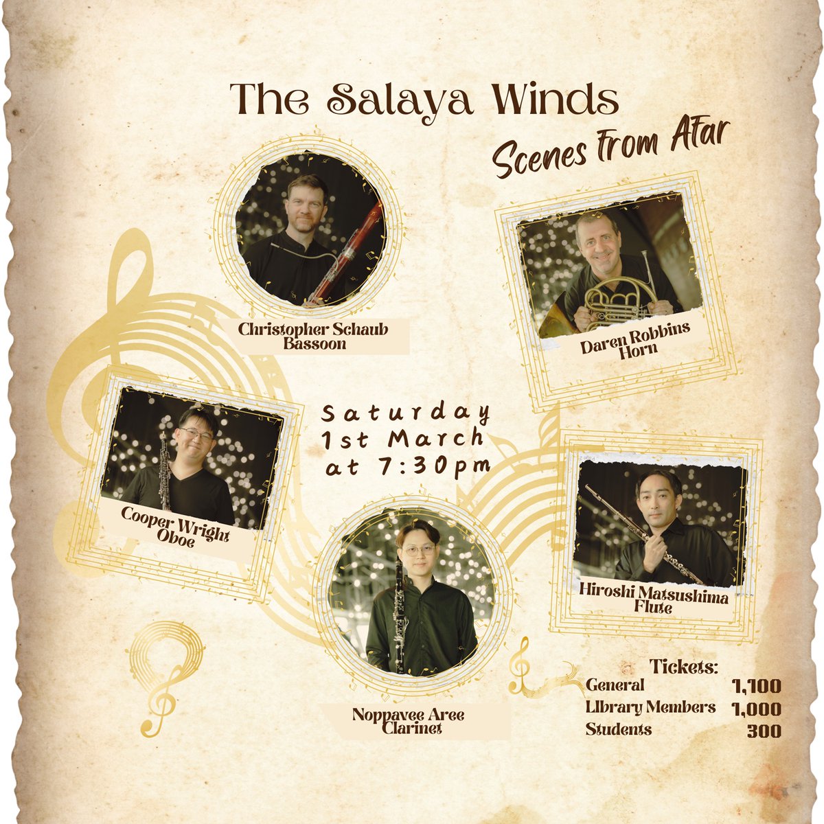 Concert: Scenes from Afar
By The Salaya Winds
SAT. 1. MAR at 7:30PM
At Neilson Hays Library
Booking online
neilsonhayslibrary.org/product-catego…

For more info&gt;&gt;&gt; neilsonhayslibrary.org