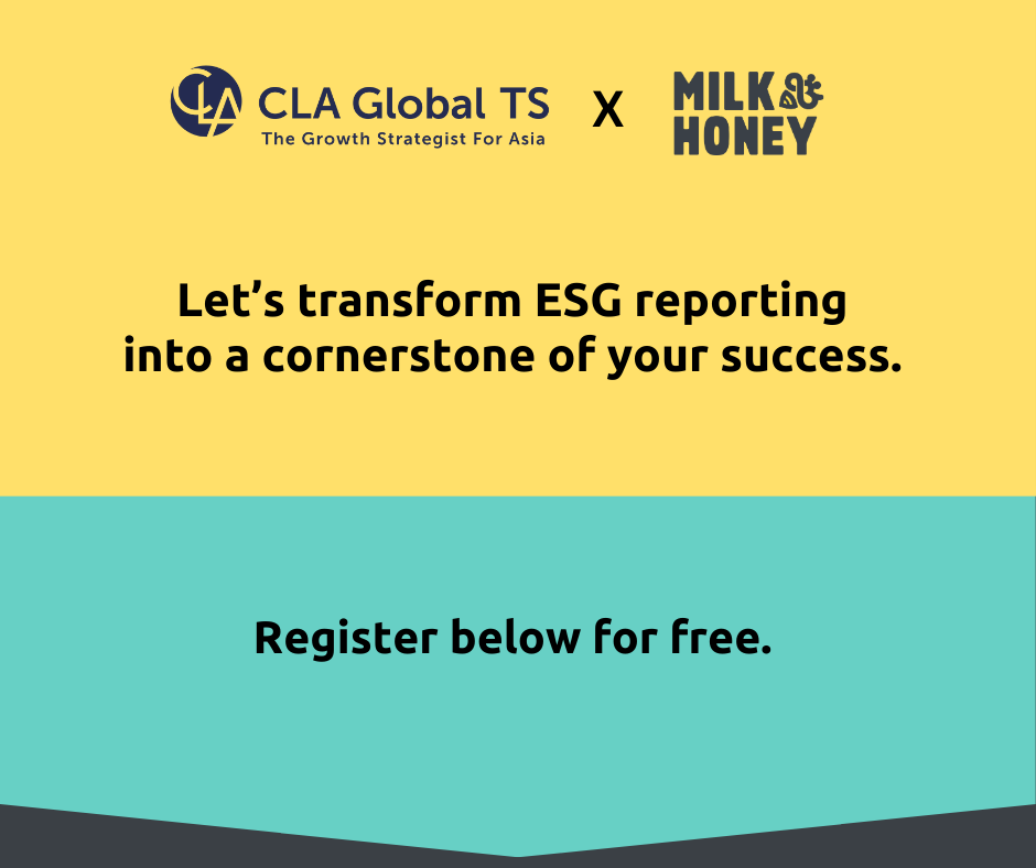 Milk and Honey PR is collaborating with CLA Global TS to present the fireside discussion, 'Unlock the power of #ESG #Reporting to elevate your business reputation'.

Numbers matter, but the stories behind them matter just as much. Register here - bit.ly/411QNvH