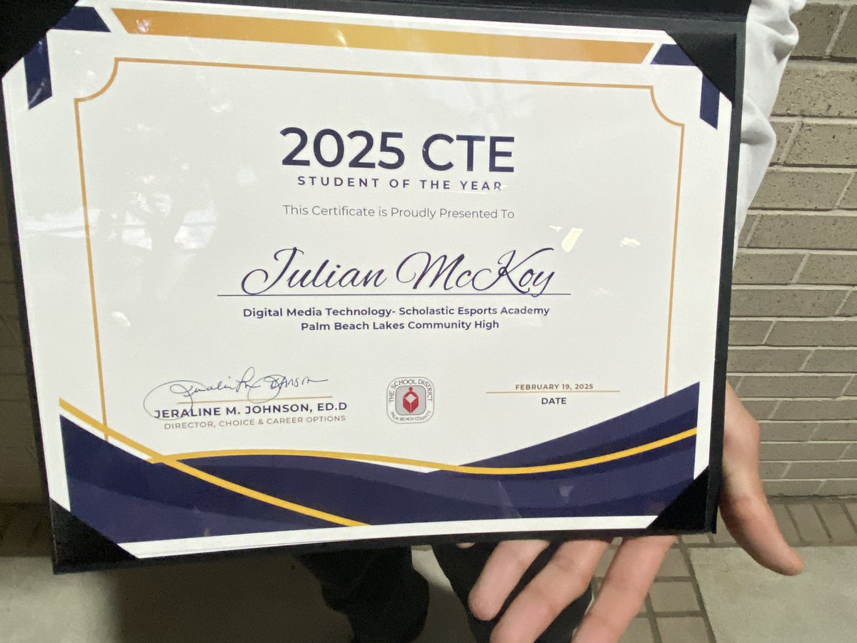 1) Happy CTE Month—Congrats to Julian McKoy, the PBL Career &amp; Technical Education Student of the Year!! Julian (Esports Academy) was recognized with the other high school SOY from the district at tonight’s board meeting. We’re super proud of Julian &amp; all the other CTE SOY💎🐏!