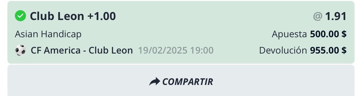 PicksHades's tweet photo. COBRAMOS GRACIAS A LA FIERA 🦁🔥🔥

Leon +1.00 ✅✅

Leon +2.00 ✅✅

Y SI RIFAMOS ALGO DE LAS GANANCIAS 👀

Si veo mucho apoyo se va una trasferencia 🚀💰

#America #Leon #Apuestas https://t.co/1lp1p8IK2L