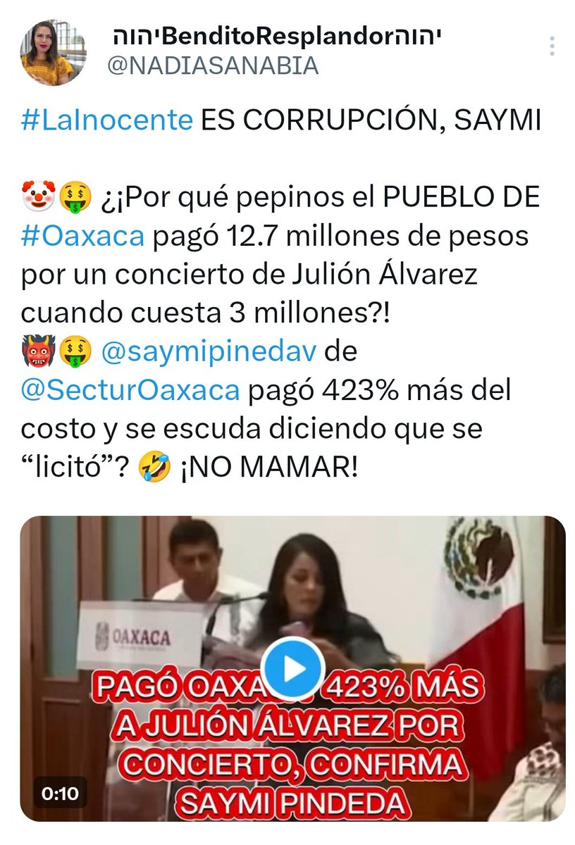 Replica_Tweets's tweet photo. #Oaxaca  Incomodo para @salomonj tener que sostener un gabinete de chiflados; la @saymipinedav lo deja como pdjo al aceptar pago excesivo por un concierto; el @jesusromerooax le hace lo mismo; el de la @SSPC_GobOax ni se diga
Esto es un triste circo 🤡🤡 https://t.co/5WrIXSYJ81