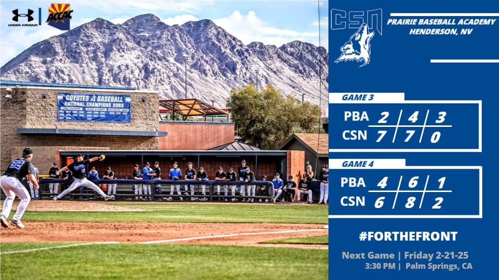 #16 CSN (15-3 overall, 9-3 ACCAC) breaks out the 🧹’s at “The DEN” vs. PBA. C. McNelis (1R, 2H, 2RBI) T. Garritano (2H, 3RBI) &amp; M. Durham (2R, 2H, 1RBI) led the attack. C. Frey (W, 3IP, 5K’s) E. Broome (2IP, 3K’s) &amp; J. Reiser (2IP, 2K’s) held it down on the bump
🐺⚾️ #ForTheFront
