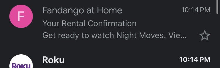 The Fandango at home confirmation email really gets me locked in