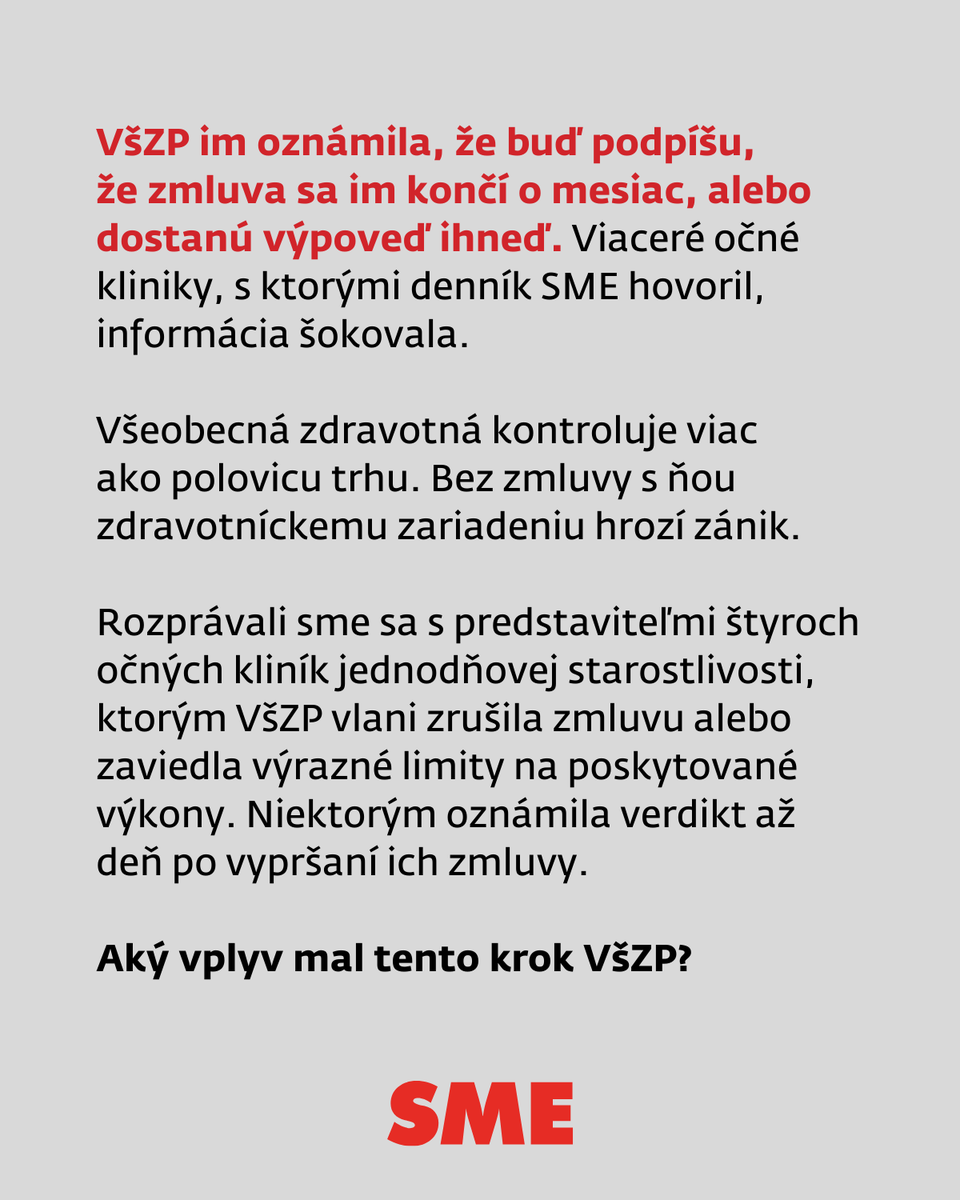 denniksme's tweet photo. "V popoludňajších hodinách 1. októbra prišiel zástupca VšZP k nám na kliniku s papiermi, ktoré žiadal, aby sme podpísali," vraví majiteľ kliniky Pavol Veselý.
Čítajte viac: https://t.co/Tz78lsB2Ds
#vszp #oci #operacie https://t.co/iLoo0JFz1a