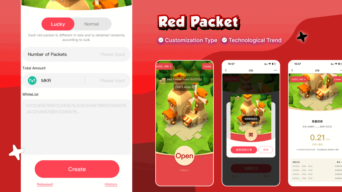 RuleOSEco's tweet photo. 💥The new RuleOS template 'Red Packet' has been launched.
🎉 Earn While Playing in the Web3 Red Packet Game!
👉 Enter the game, set the number of red envelopes (≥1) and the total amount (≥0.01 USDT), and you can also choose between random or fixed - amount red envelopes.
🎲 Random Red Envelopes: The system automatically distributes the amounts, with each envelope having a different amount, while the total amount remains the same.
💴 Fixed - Amount Red Envelopes: You can freely set the amount for each red envelope, as long as the total amount is consistent.
👉 Don't hesitate! Quickly call on your friends: https://t.co/JnUTFTscHZ