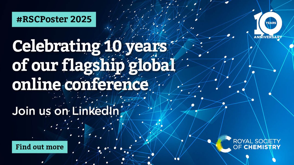 M07Dani's tweet image. The 2025 #RSCPoster #Conference is happening on 4 March 2025, celebrating 10 years of connecting researchers worldwide! 🌍🎉
Join this 24-hour online event on #LinkedIn to share your #research, #network, and engage!
📅 Mark your calendar! More info 👉 rsc.li/poster