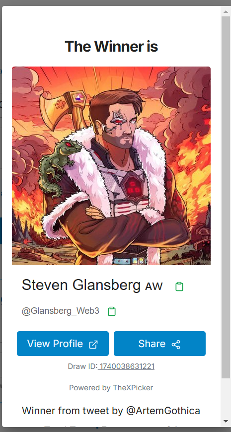 And the winner of the rank 79 NFT courtesy of <a href="/cryptotaxbuddy/">AceCryptoTaxAdvisor</a>  is 
<a href="/Glansberg_Web3/">Steven Glansberg 🇦🇼</a>  also known as the GIF king, drop your addy in DM's so we can send you the prize. 
Congratulations