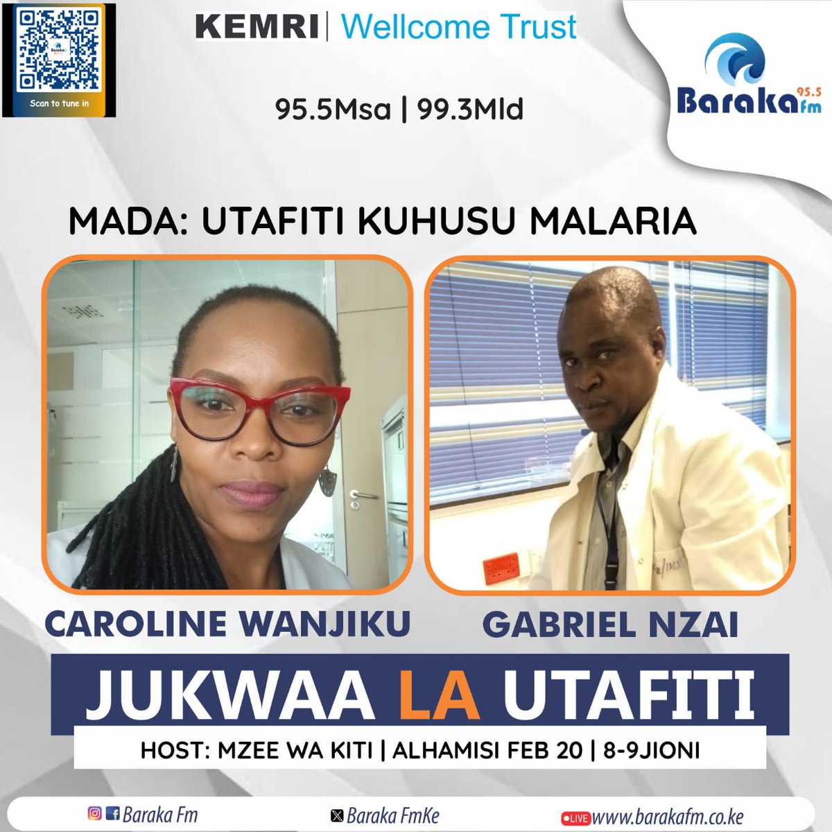 BarakaFmKe's tweet photo. Do you know Algeria, Lesotho, Mauritius &amp; Lybia are Malaria Free?

Today on #JukwaaLaUtafiti we look at why it has taken Kenya so long to find a solution for Malaria.

Drop your questions.
@Kemri Wellcome 
 Trust-Kilifi https://t.co/K1h8uPHTlB