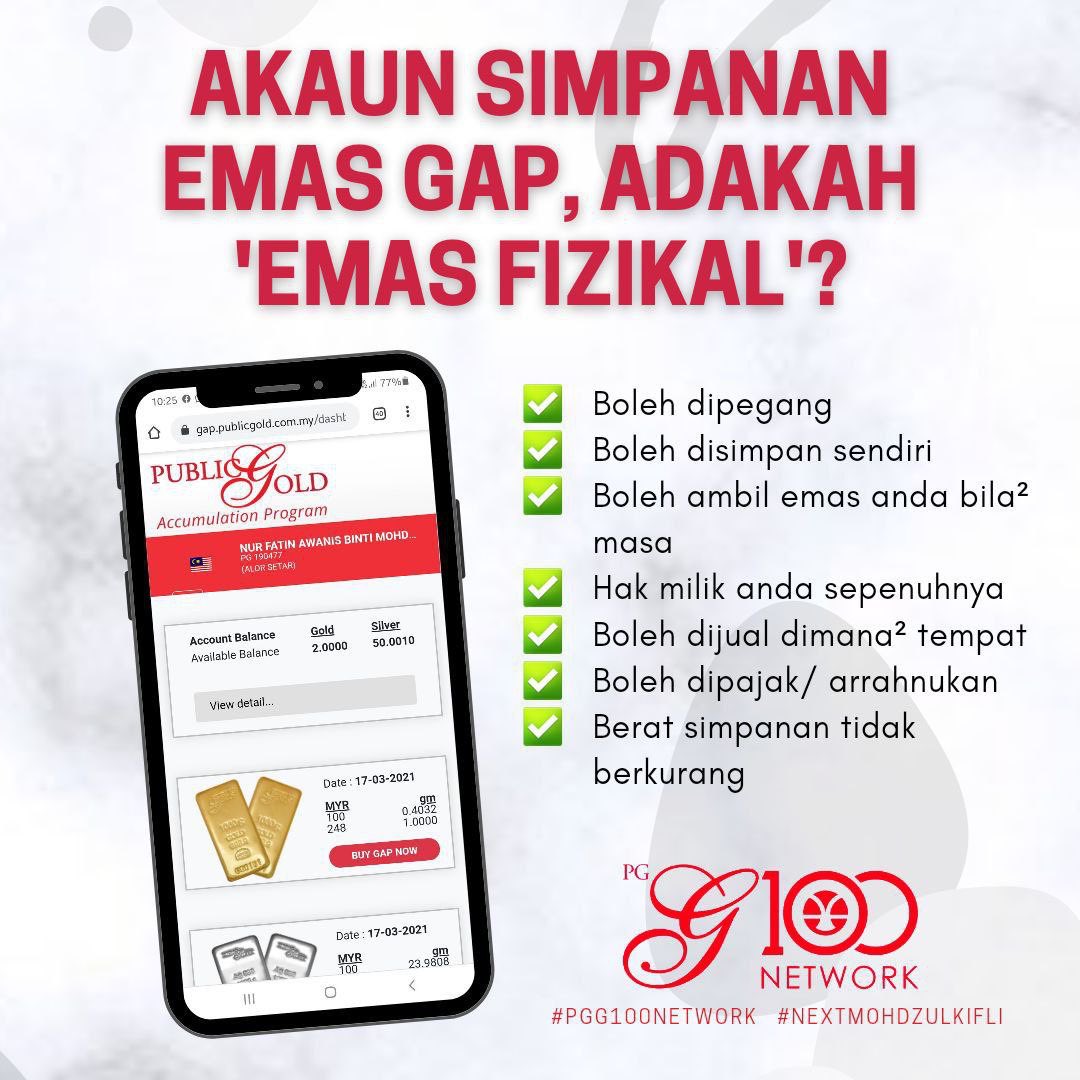AtiqZaim's tweet photo. Bagi yang nak mula simpan dalam emas
1. Bajet serendah RM100.
2. Tanpa komitmen setiap bulan
3. Simpan bila mahu saja
4. Dapat emas betul
saya cadangkan simpan dalam akaun GAP Public Gold.

Pendaftaran percuma.

Cukup gram, boleh keluarkan kepada emas fizikal dan simpan sendiri. https://t.co/P5uKwYpQiP