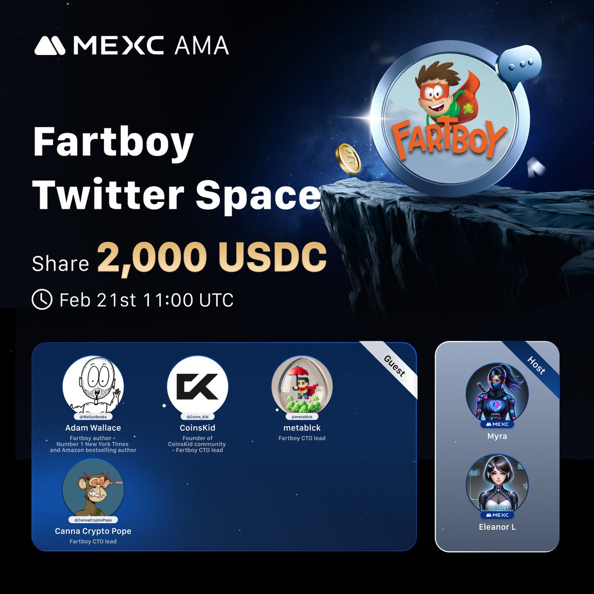 🚨 Join us for the MEXC x #FartBoy @FARTBOY_CTO Twitter Space AMA! 🎤  Topic: FartBoy- The Meme Coin with Long-Term Value in the Crypto Space 🔔  Set a reminder: https://t.co/j7jDZ7fElX 🎉 Win