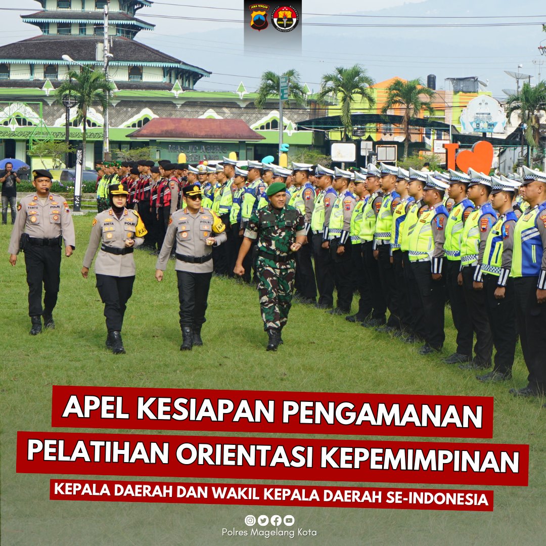 hmsresmglkota's tweet photo. Polresta Magelang, Polres magelang Kota bersama Kodim 0705 Magelang menggelar apel kesiapan pengamanan orientasi kepemimpinan kepala daerah tahun 2025 yang akan selengarakan di Akademi Militer Magelang.
#kotamagelang #akademimiliter https://t.co/t6WL9772i4