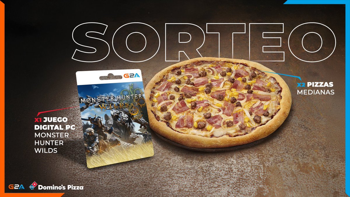 DominosGaming's tweet image. 🎉SORTEO MONSTRUOSO 🎉

¿Listo para una aventura salvaje? 🐉
Participa y gana el nuevo Monster Hunter Wilds y 2 pizzas medianas🍕

Para participar:
Sigue a @DominosGaming y @G2A_ES
Haz RT 🔄
Etiqueta a 2 amigos que se unirían a la caza contigo 🏹

¡Buena suerte, cazadores! 🗡️