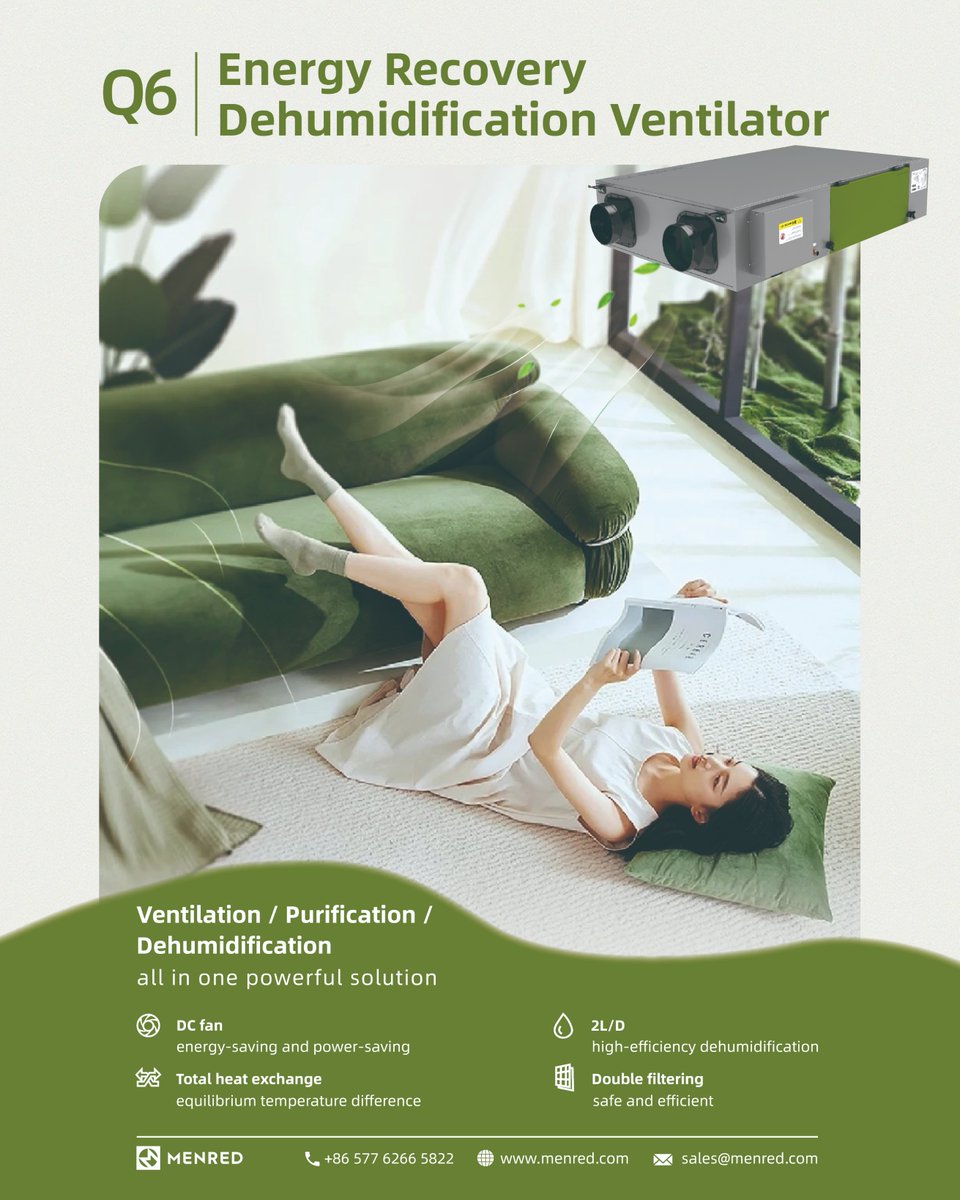 menredgroup's tweet image. CLIMATE CRISIS PROOF YOUR HOME! 🌪️ Q6 Ventilator: Ventilation + Purification + Dehumidification = 1 POWERHOUSE 
#EnergyCrisisSolution #HeatwaveHack #SmartHomeTech #menred #ClimateTechRevolution #dehumidifierking #EnergyRecovery #CleanAirMatters #HomeWellness