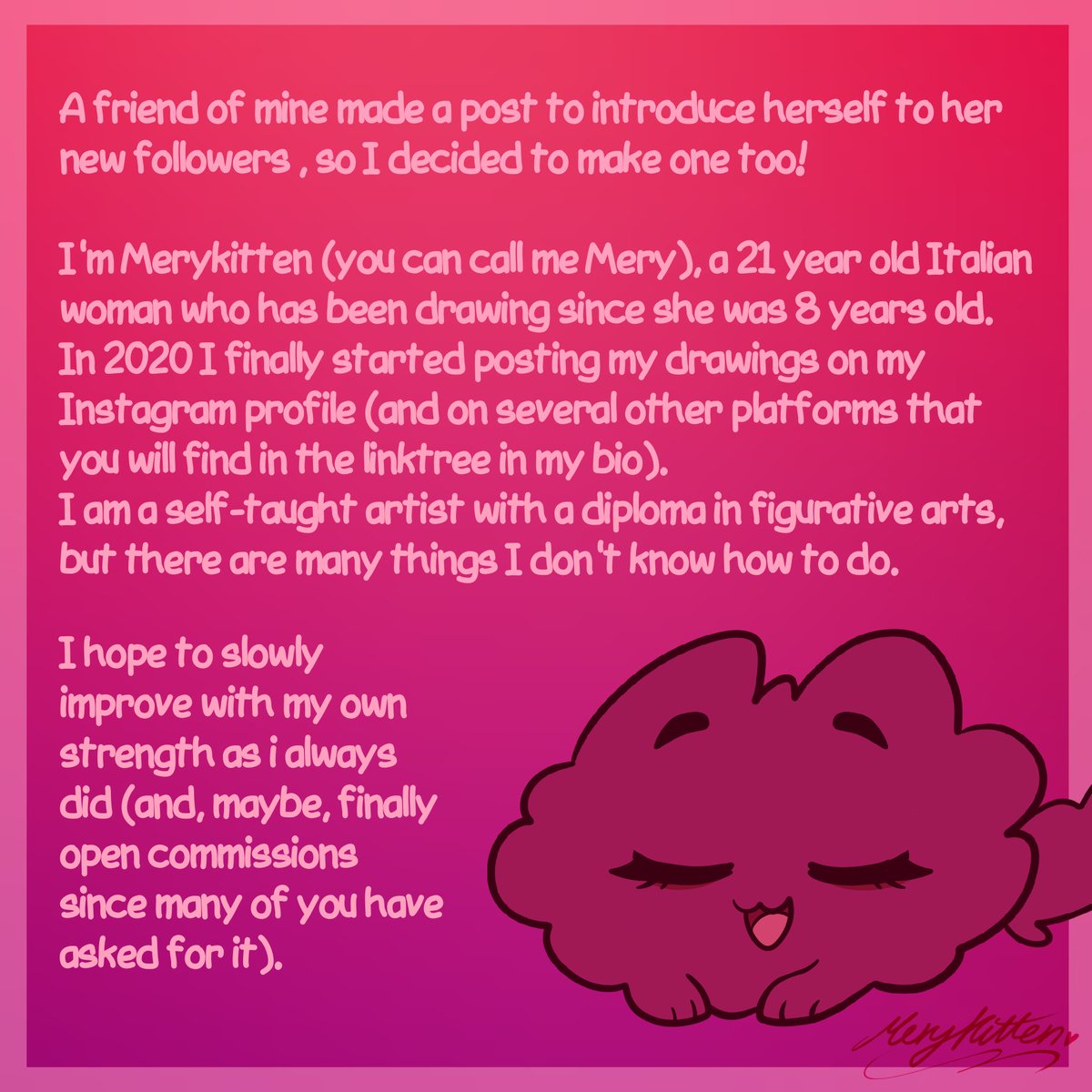 MeryKittenNya18's tweet image. Since i started posting on bere again, here's my presentation post. Its quite old (23th July 2024) but its still valid lol- wouldn't do a new one anyways.
I'd be glad if you gave it a look, thanks🙏🩷
🧵(1/3)