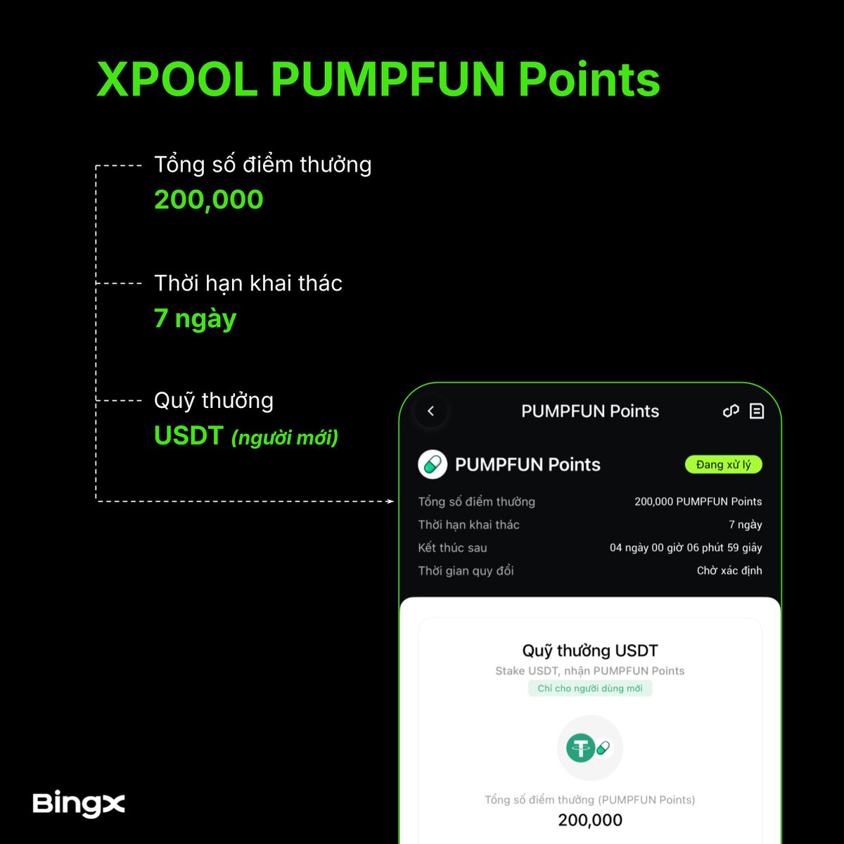 BingXVietnam's tweet photo. XPool PUMPFUN points vẫn đang diễn ra

Với tổng số điểm thưởng lên tới 200,000 $PUMPFUN Points cùng thời hạn khai thác 7 ngày, nhanh tay tham gia tích điểm ngay: https://t.co/RwmdO83hao

Hãy đảm bảo rằng bạn đã hoàn tất xác minh KYC nâng cao trước khi tham gia nhé!
———
BingX - Nâng Tầm Nhà Giao Dịch
Ưu Đãi Người Mới $7,700: https://t.co/JulmCLfqBo