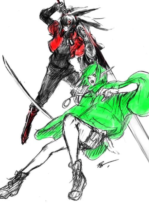 クロウ×よもぎ  #イラスト 