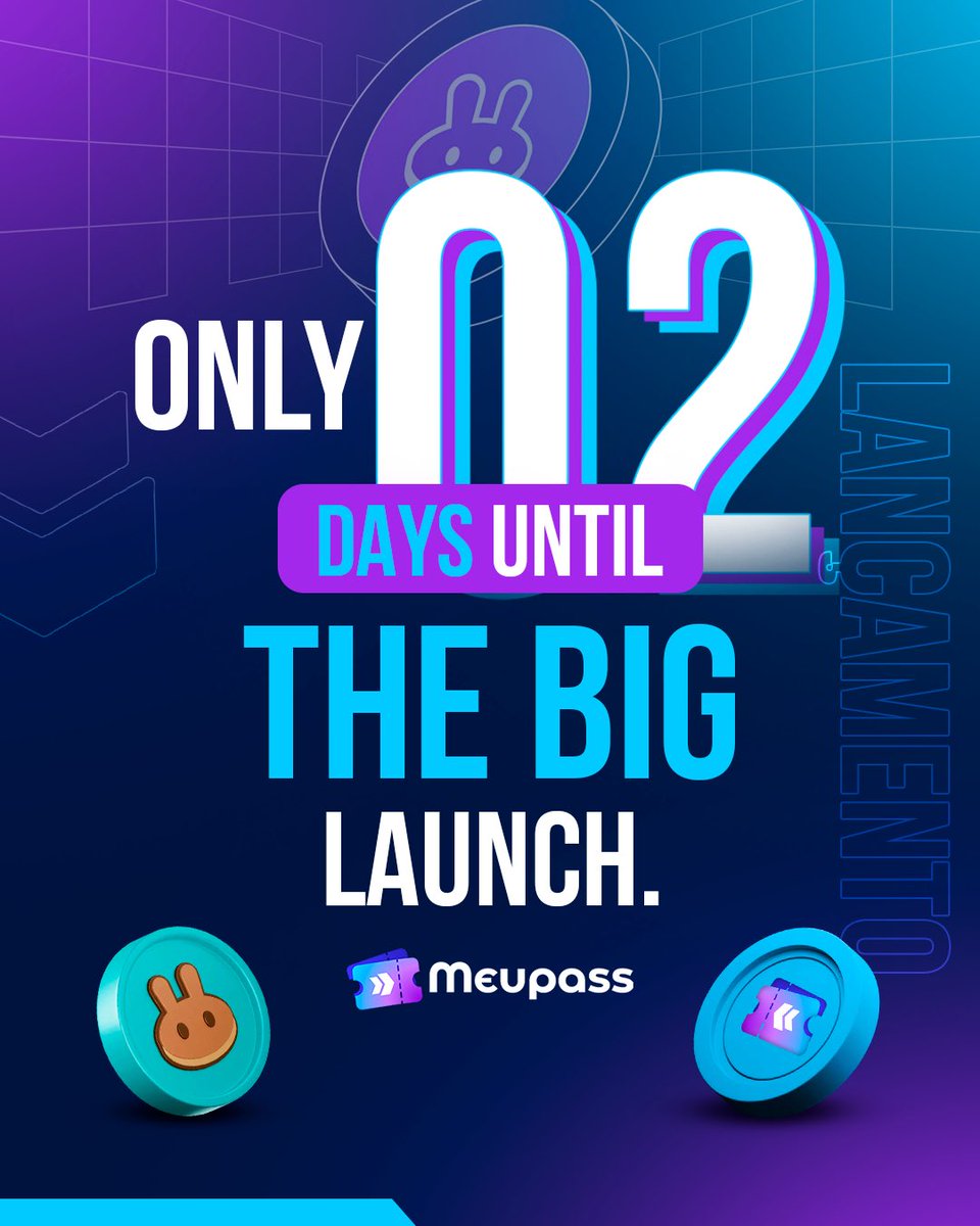 🚨 Only 2 days left until the Meupass launch on PancakeSwap! 🚀 Get ready to invest in the future of gastronomy and events with blockchain technology. Don’t miss out! 🌐 #Meupass #MPS #Launch #PancakeSwap