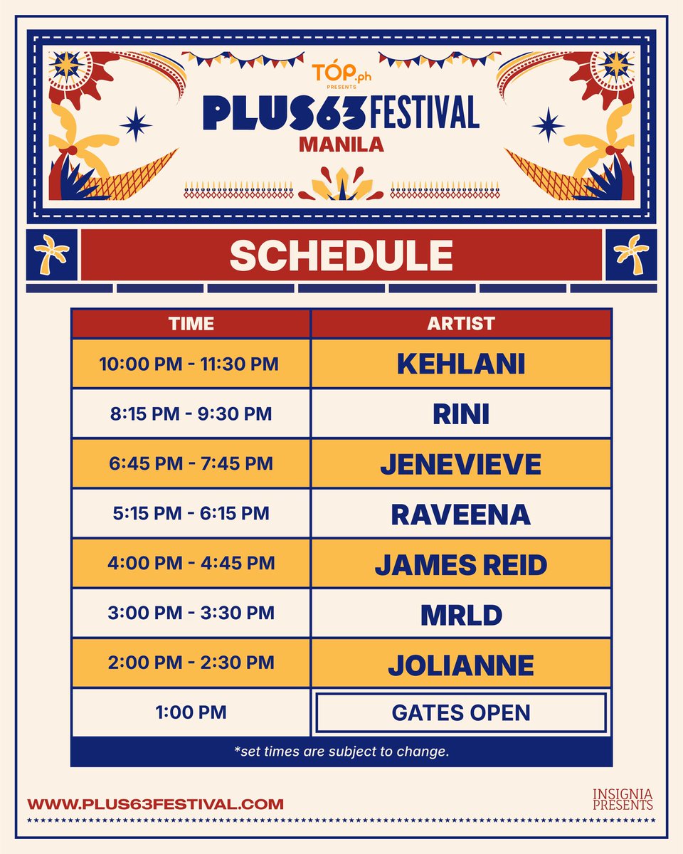 What’s on the books for Sunday? We’re happy you asked. 

Side note: give or take a little, we’re on Filipino time 😜
#PLUS63FestivalManila2025