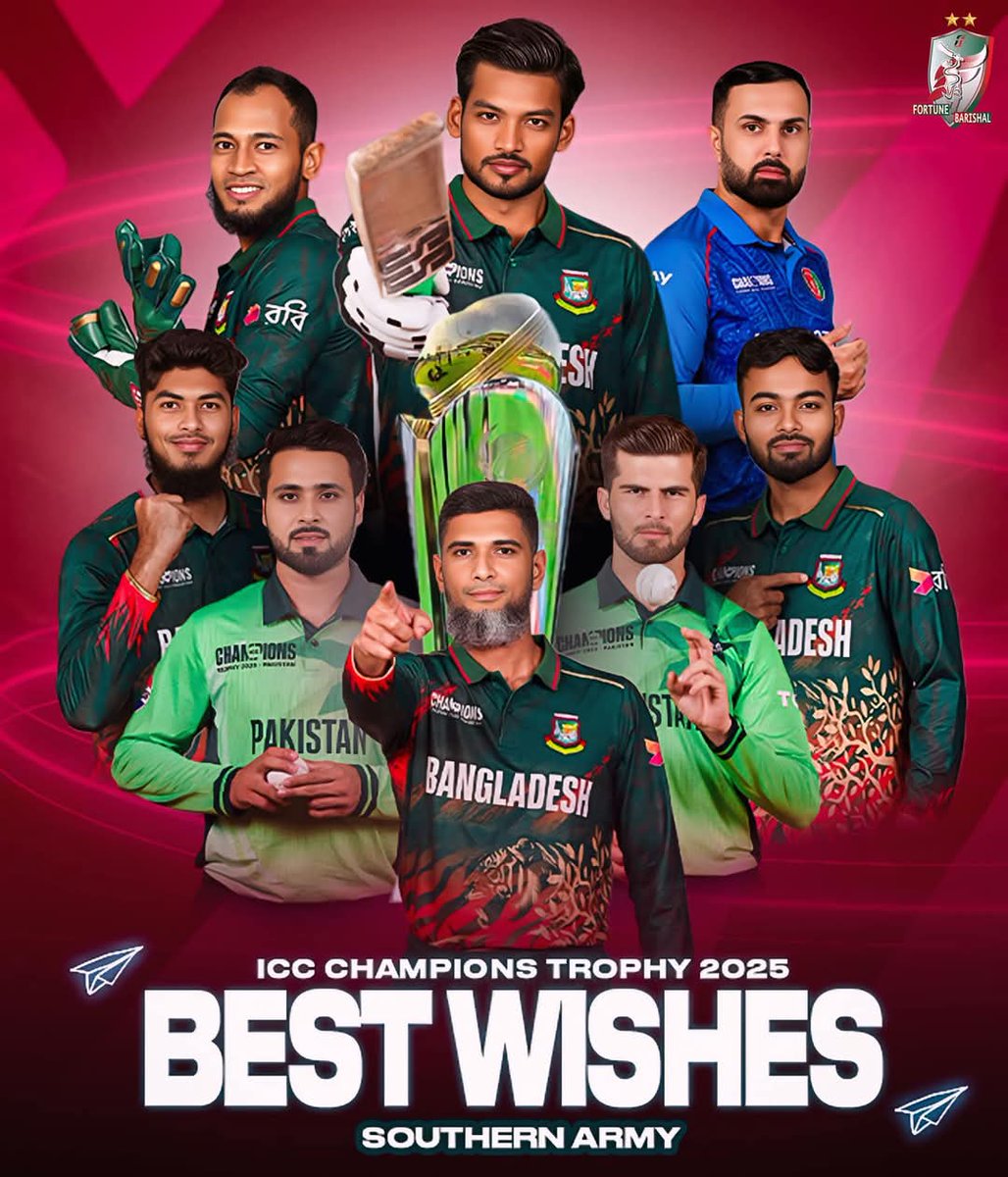 readulislamram1's tweet photo. Best wishes to all our Southern Army warriors for the Champions Trophy! 🏆 

Bring your A-game, own the field, and make us proud! 🔥💪

 #SouthernArmy #ChampionsTrophy #FortuneBarishal https://t.co/IOshQ5FKCe