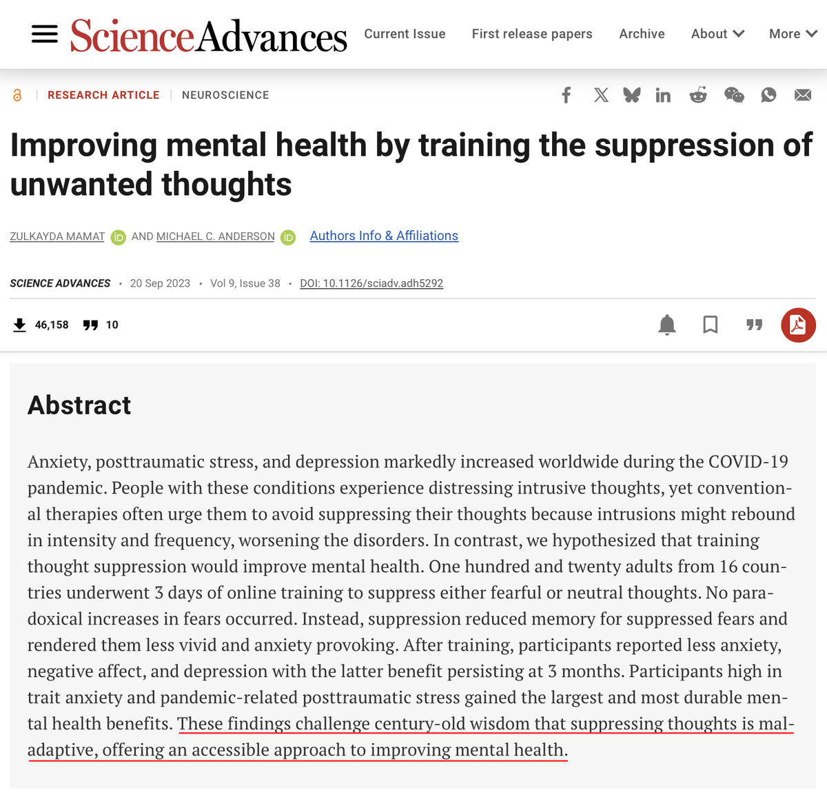 Study shows you can improve your mental health by training the suppression of unwanted thoughts aka  "you can just get over things". 

Also words are like spells, be very careful while labelling yourself as "traumatized" or "depressed", they start to become real.