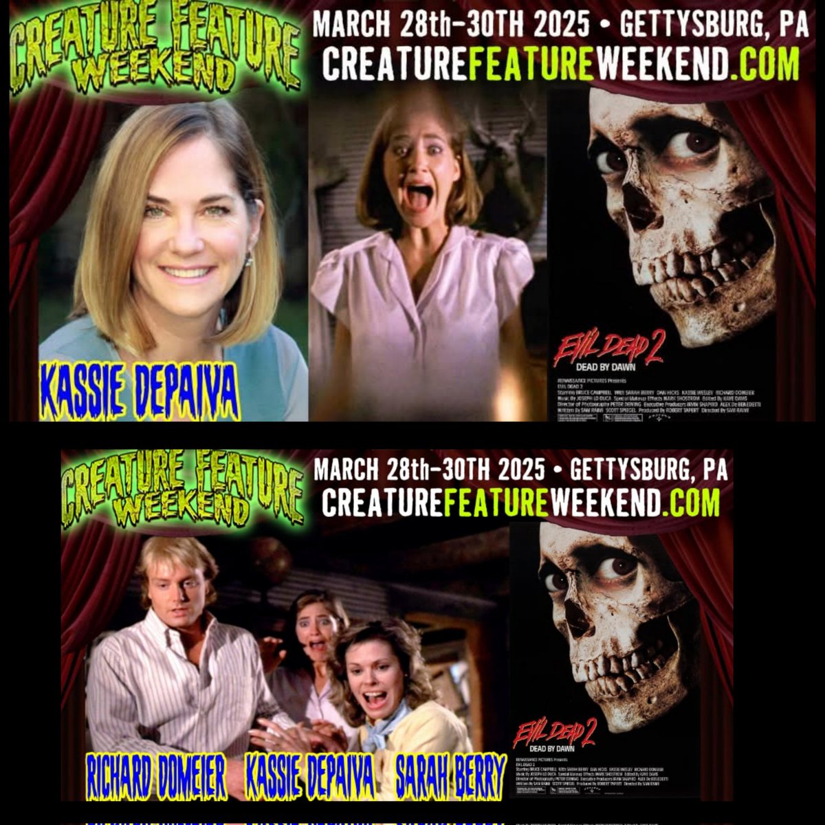 Kassie DePaiva joins the guest list for Creature Feature Weekend!

Don't miss a RARE Evil Dead 2 reunion March 28-30 in Gettysburg, PA!  The 1st time in over a decade that the cast have reunited!
Creaturefeatureweekend.com 
#evildead2 #kassiedepaiva #creaturefeatureweekend