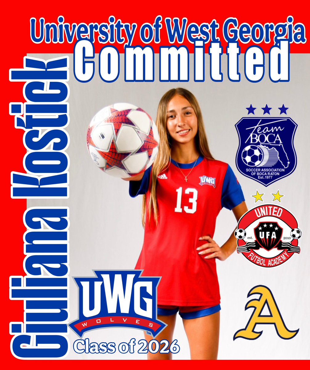 Congratulations Giuliana!!! Giuliana Kostick from our U17 ECNL-RL team is heading to University of West Georgia to continue her academic and soccer career!  <a href="/TheECNL/">The ECNL</a> <a href="/ECNLgirls/">ECNL Girls</a> <a href="/UWGSoccer/">UWG Soccer</a> <a href="/USClubSoccer/">US Club Soccer</a> <a href="/CityBocaRaton/">City of Boca Raton</a> <a href="/pbcgov/">Palm Beach County</a> <a href="/FYSASoccer/">Florida Youth Soccer</a>