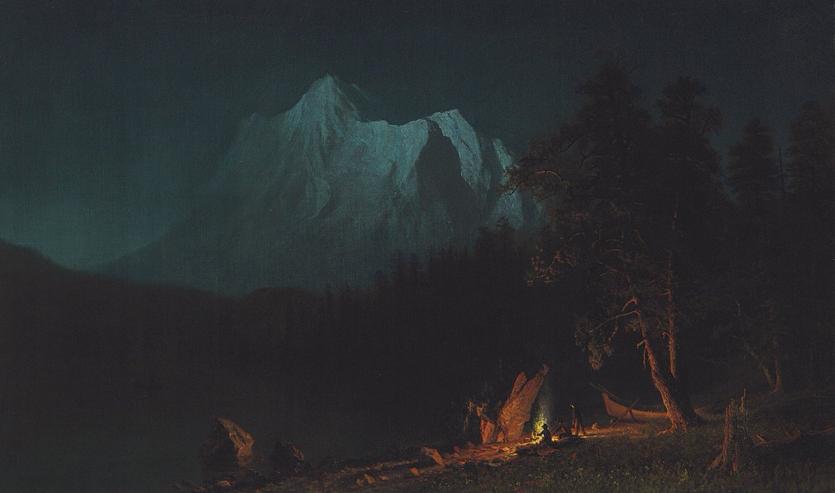 Mountainous Landscape by Moonlight (1871), by Albert Bierstadt