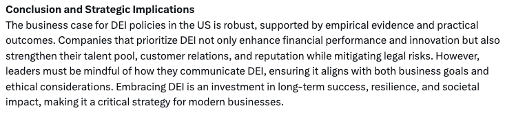 Thanks Grok, awesome work. #DEI