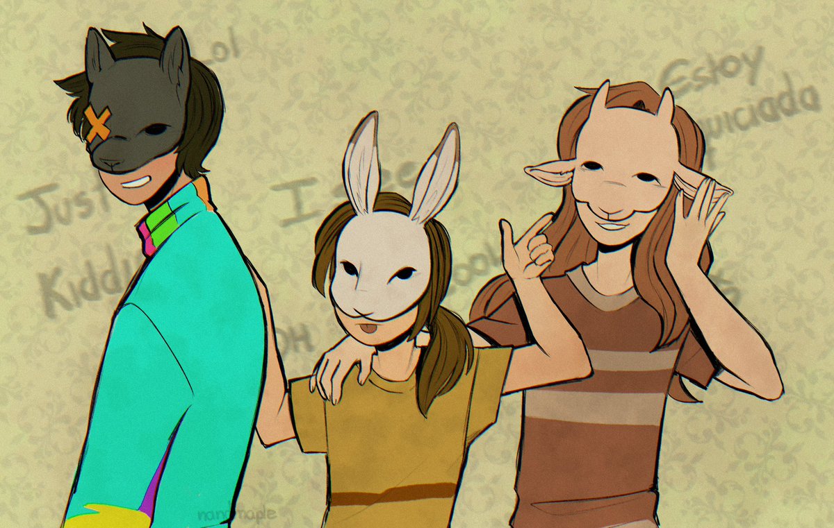 nand_maple's tweet image. Dunno why i can’t tag them 🐈‍⬛🐇🐐#art #gift