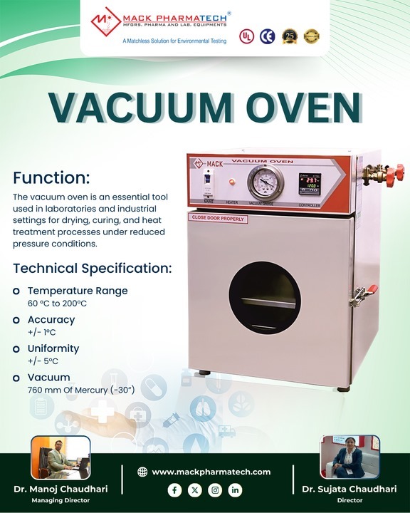 mackpharmatech's tweet image. Improve Precision with Advanced Vacuum Technology!

Mack Pharmatech’s Vacuum Oven is built for efficient drying, curing, and heat treatment in laboratory and industrial settings. 

#VacuumOven #LabTech #QualityAssurance