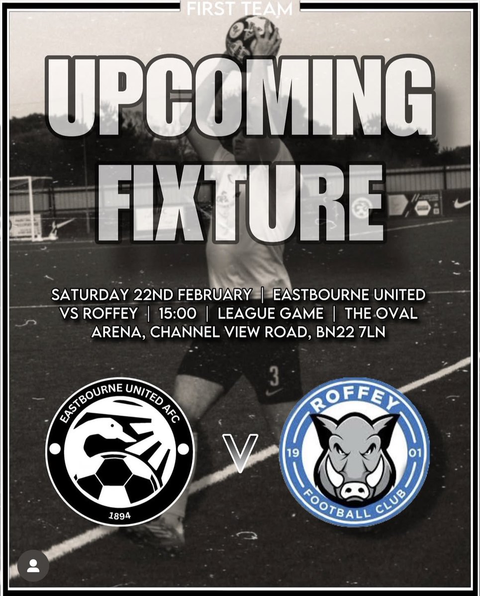 We have 5 FREE family tickets available for this Saturdays HOME game v Roffey. 
Family ticket is for a family of 4 (Adults or Children) 
Message us if interested ASAP before they go! 🙌🏼⚽️