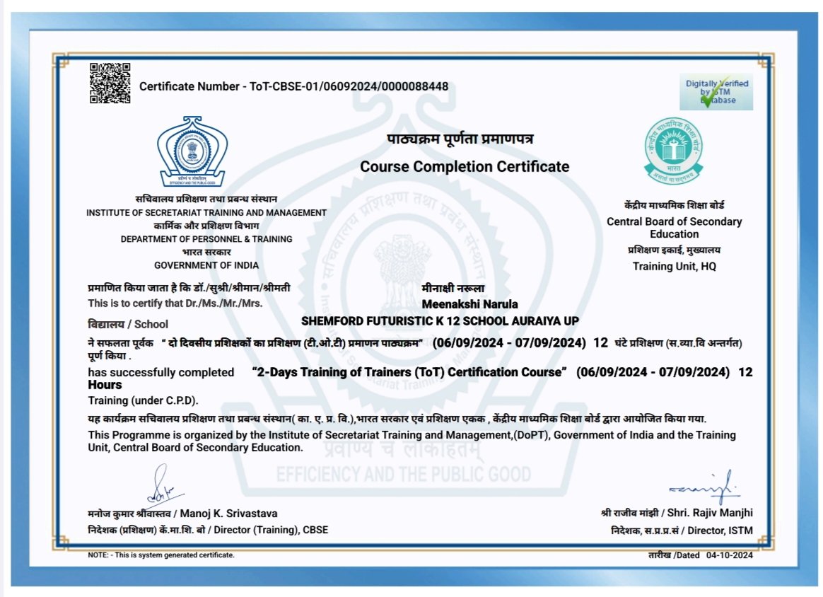 2 Days Training of Trainers Certificate Course by ISTM and CBSE 
#drmeenakshinarula #mentoringthementors #cbse #istm