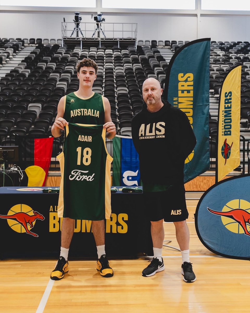 First Boomers jersey for young COE star Emmett Adair in tonight’s ⁦<a href="/FIBAAsiaCup/">FIBA Asia Cup</a>⁩ qualifier in Traralgon