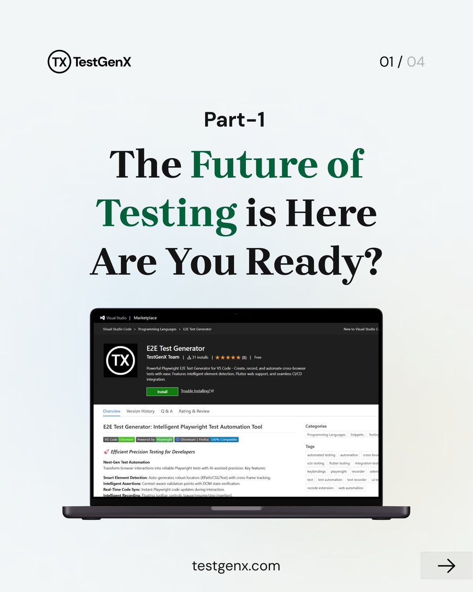 testgenx's tweet photo. 🚀 Say goodbye to slow, manual testing!  With TestGenX, accelerate your testing process, reduce errors, and release smarter—without coding!  

🔗Try it for free today: https://t.co/jhAlsqz51y

#testgenx #testing #autoamtiontesting #softwaretesting #qualityassurance #alphabin https://t.co/H2jtyWuMGd