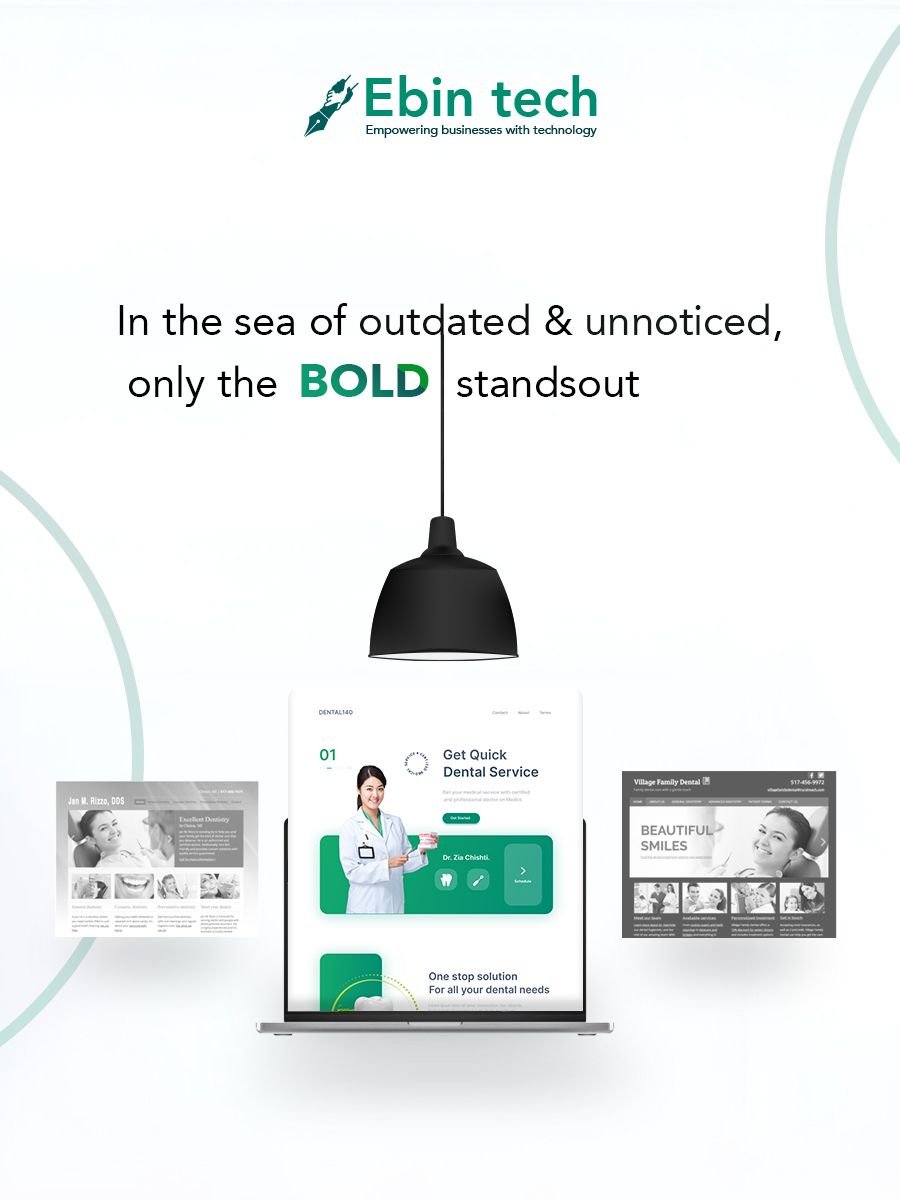 In a world full of outdated &amp; unnoticed designs, only the BOLD stand out! 🚀 Elevate your brand with modern, eye-catching digital solutions. Let’s make your business shine! 💡 

#WebDesign #Branding #Marketing #EbinTech #DigitalTransformation