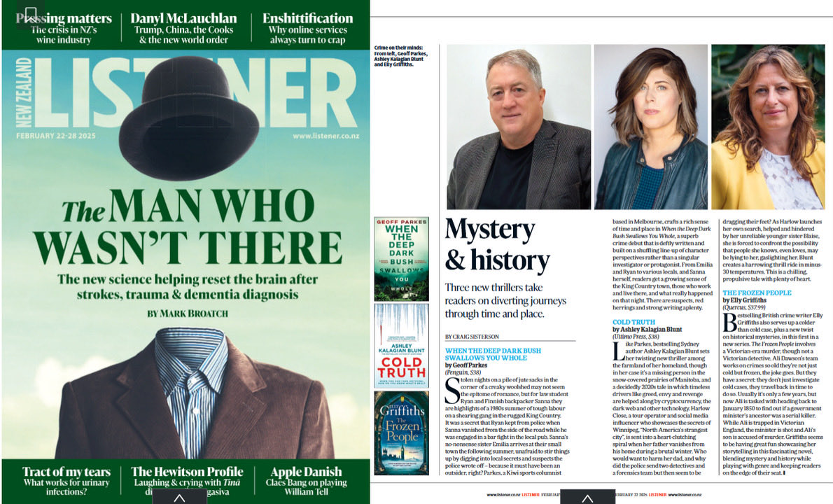 Geoff Parkes (@geoffparkes9) on Twitter photo Humbled and delighted at this review by <a href="/craigsisterson/">Craig Sisterson</a> in the latest <a href="/nzlistener/">The Listener</a> describing ‘When the Deep Dark Bush Swallows You Whole’ as a “superb debut crime novel” <a href="/HighSpotLit/">Nadine Rubin Nathan</a> <a href="/PenguinBooksAus/">Penguin Books Aus</a> <a href="/PenguinBooks_NZ/">Penguin Books NZ</a> Humbled and delighted at this review by <a href="/craigsisterson/">Craig Sisterson</a> in the latest <a href="/nzlistener/">The Listener</a> describing ‘When the Deep Dark Bush Swallows You Whole’ as a “superb debut crime novel” <a href="/HighSpotLit/">Nadine Rubin Nathan</a> <a href="/PenguinBooksAus/">Penguin Books Aus</a> <a href="/PenguinBooks_NZ/">Penguin Books NZ</a>