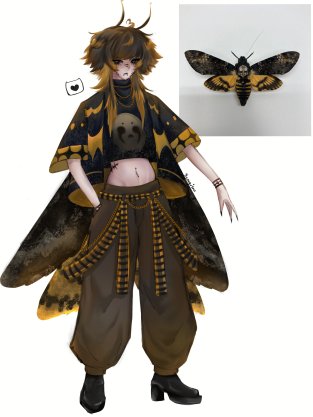 Elliebella2515's tweet image. 🦋✨ Death’s-head Hawkmoth, but make it fashion. A mysterious blend of dark elegance and nature’s eerie beauty. 🌙💀 #MothCore #CharacterDesign #DarkAesthetic #InsectInspired #TTRPGArt