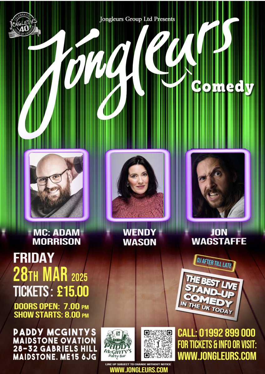 Get ready #maidston at #PaddyMcGintys jongleurs.com/shows/jongleur…