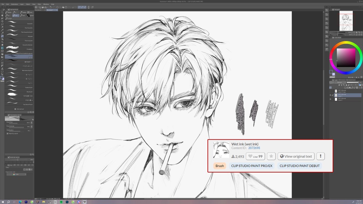 This brush is so good ദ്ദി ˉ͈̀꒳ˉ͈́ )✧  it feels like I'm drawing with a pencil on paper.

#CLIPSTUDIOPAINT