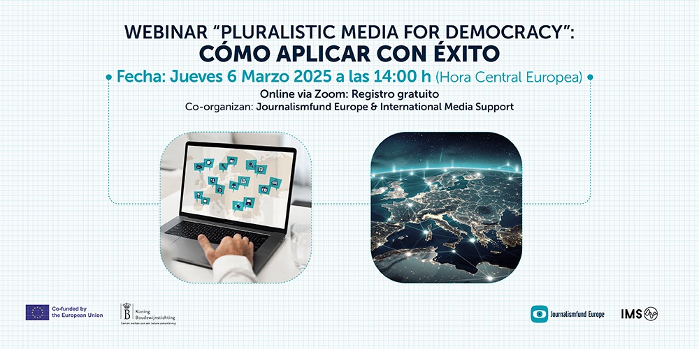 🌍✨ ¡Únete al webinar sobre el programa Pluralistic Media for Democracy!
Obtén más información para aplicar con éxito.

📆Jueves 6 de marzo a las 14:00 CET
💻 Vía Zoom
🔗 Regístrate ahora: bit.ly/4hYpzge

💡¡Comparte la información e invita a tus colegas a unirse! #PM4D