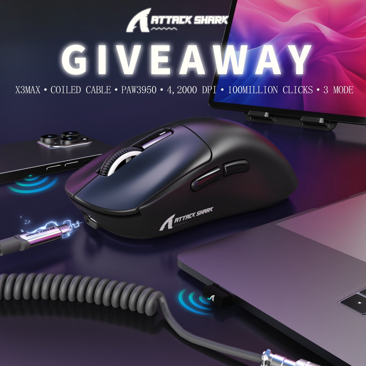 🎉🎉 ATTACK SHARK X3MAX Wireless Gaming Mouse Giveaway! 🎮🐋

We’re giving you the chance to take your gaming to the next level with the ATTACK SHARK X3MAX Gaming Mouse! 🖱️

🚀 How to Enter:
Step1：
Follow <a href="/ATTACKSHARKCA/">ATTACK SHARK CA</a> 
Step2：
Like &amp; RT this post
Step3：
Tag a friend in the