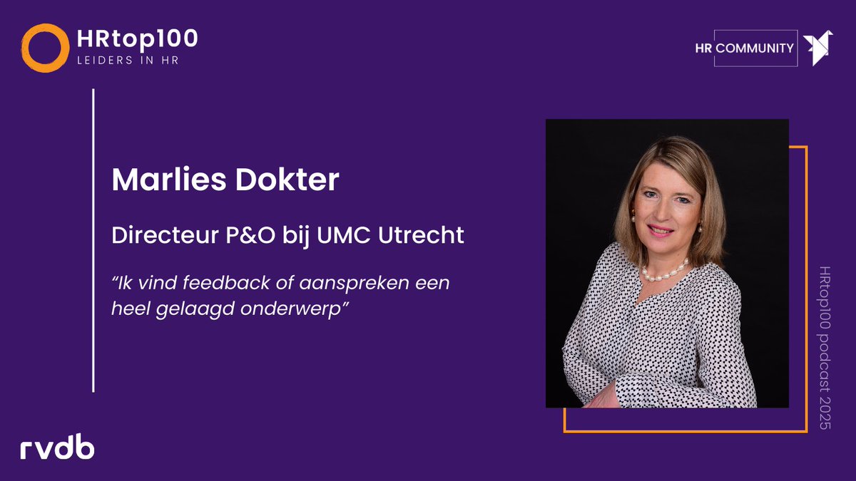 HRtop100 NL (@hrtop100nl) on Twitter photo Marlies Dokter, Directeur P&O bij <a href="/UMCUtrecht/">UMC Utrecht</a>, vertelt in deze HRtop100 podcast waarom ze liever spreekt over “bespreken” dan feedback of aanspreken. Waarom is dit thema toch zo belangrijk?
Luister hier 👉 hrtop100.nl/visies/marlies…
#HRtop100 #FeedbackMaaktImpact #Podcast Marlies Dokter, Directeur P&O bij <a href="/UMCUtrecht/">UMC Utrecht</a>, vertelt in deze HRtop100 podcast waarom ze liever spreekt over “bespreken” dan feedback of aanspreken. Waarom is dit thema toch zo belangrijk?
Luister hier 👉 hrtop100.nl/visies/marlies…
#HRtop100 #FeedbackMaaktImpact #Podcast