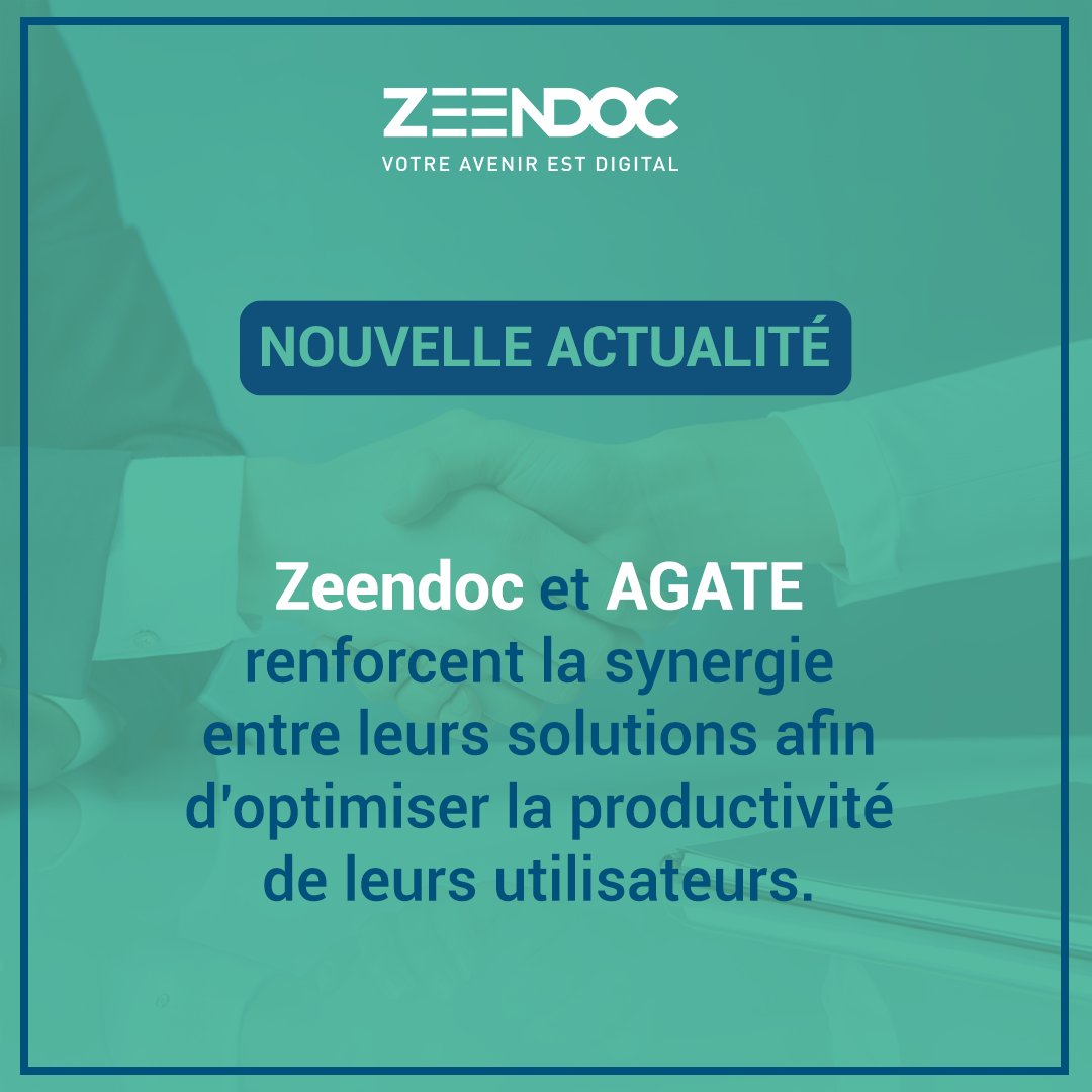 Partenariat technique entre Zeendoc, solution de Gestion Électronique de Documents, et AGATE, logiciel conçu pour répondre aux besoins des établissements et des structures fédératives.

➡ Découvrez également les autres logiciels compatibles avec Zeendoc : zeendoc.com/portail-soluti…
