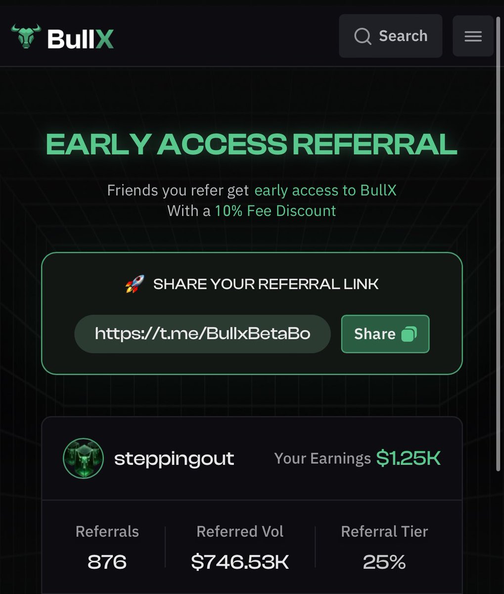 luckiestleaf's tweet image. how much 876 BullX Neo referrals made me 

hadn’t checked in months

does no one trade on BullX? or