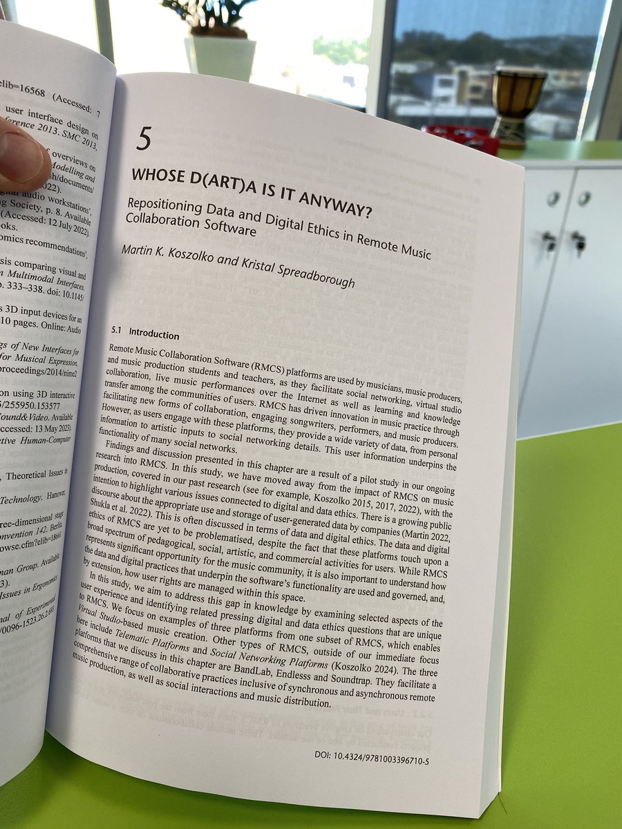 New year, new publication! 📖
‘Whose D(Art)a is it Anyway?’

Excited to share that my latest book chapter—co-written with Kristal Spreadborough—is now out. Just received my hard copy, and it’s great to see it in print!
dx.doi.org/10.4324/978100… 

#MusicCollaboration #DigitalEthics