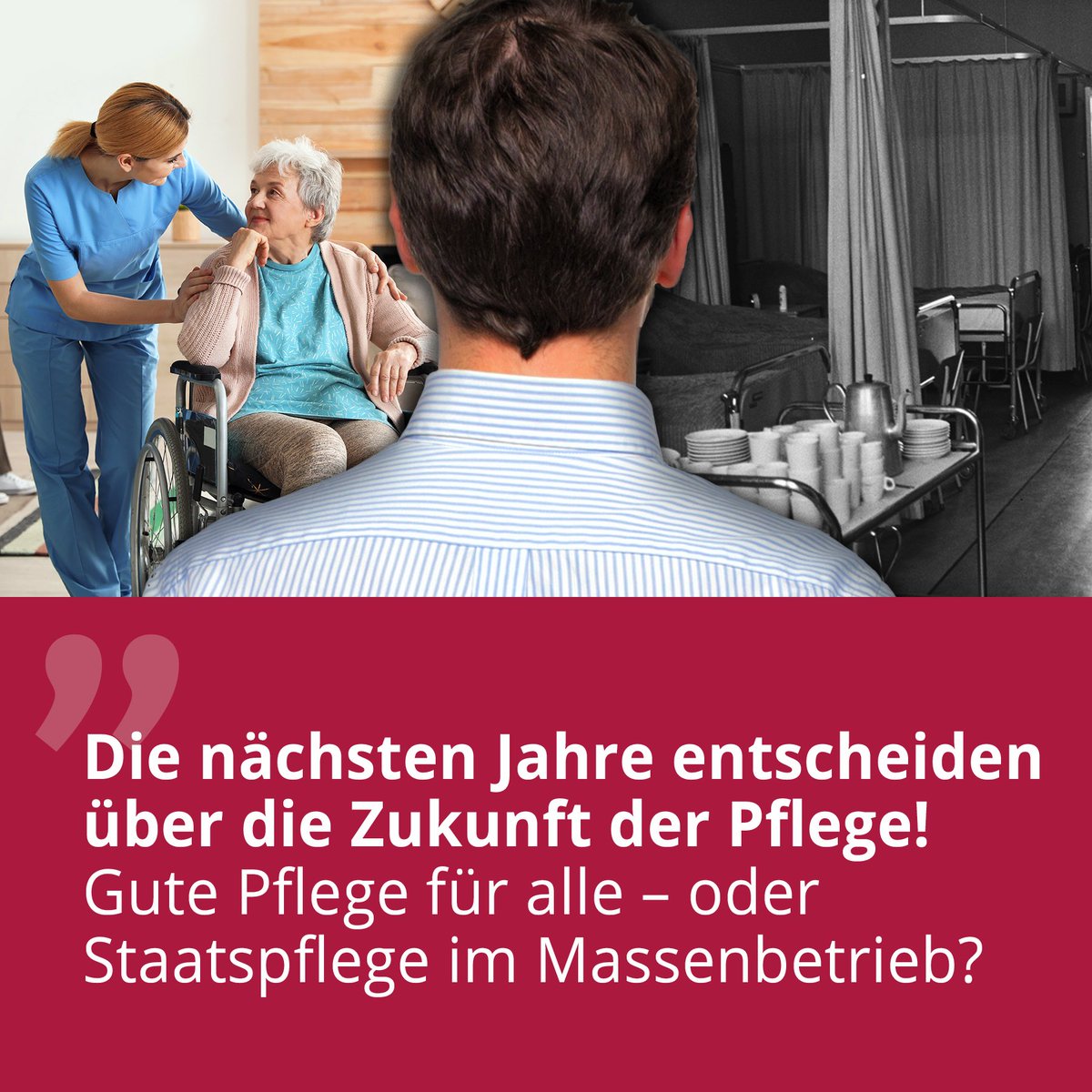 🚨 60.000 fehlende Heimplätze &amp; #Heimsterben!

In den nächsten 4 Jahren entscheidet sich die Zukunft der #Pflege:

👉 Gute Pflege für alle – oder staatliche Massenversorgung mit Wartelisten?

Wir wollen eine gute #Altenpflege für alle! Deshalb: #PflegeFirst – egal, wer regiert!