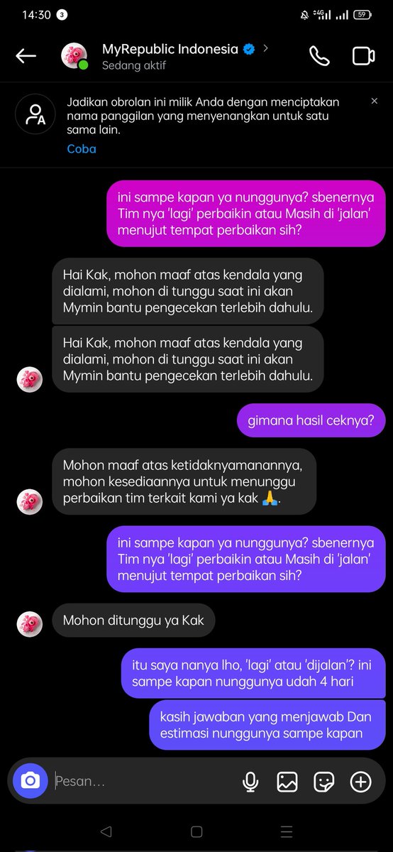 plasenta__'s tweet photo. oiiii @ID_MyRepublic ini inet gua dah mati 4 harii cuyy,hubungin WA udah,Email gadibales, IG cak cek cak cek doang gaada kejelasan semuanya. Udah 4 hari gaada inet,artinya gua ada pengeluaran tambahkan beli kuota buat keluarga, buat kerja. Please professional lah @ID_MyRepublic ! https://t.co/JlSQHQQJn7