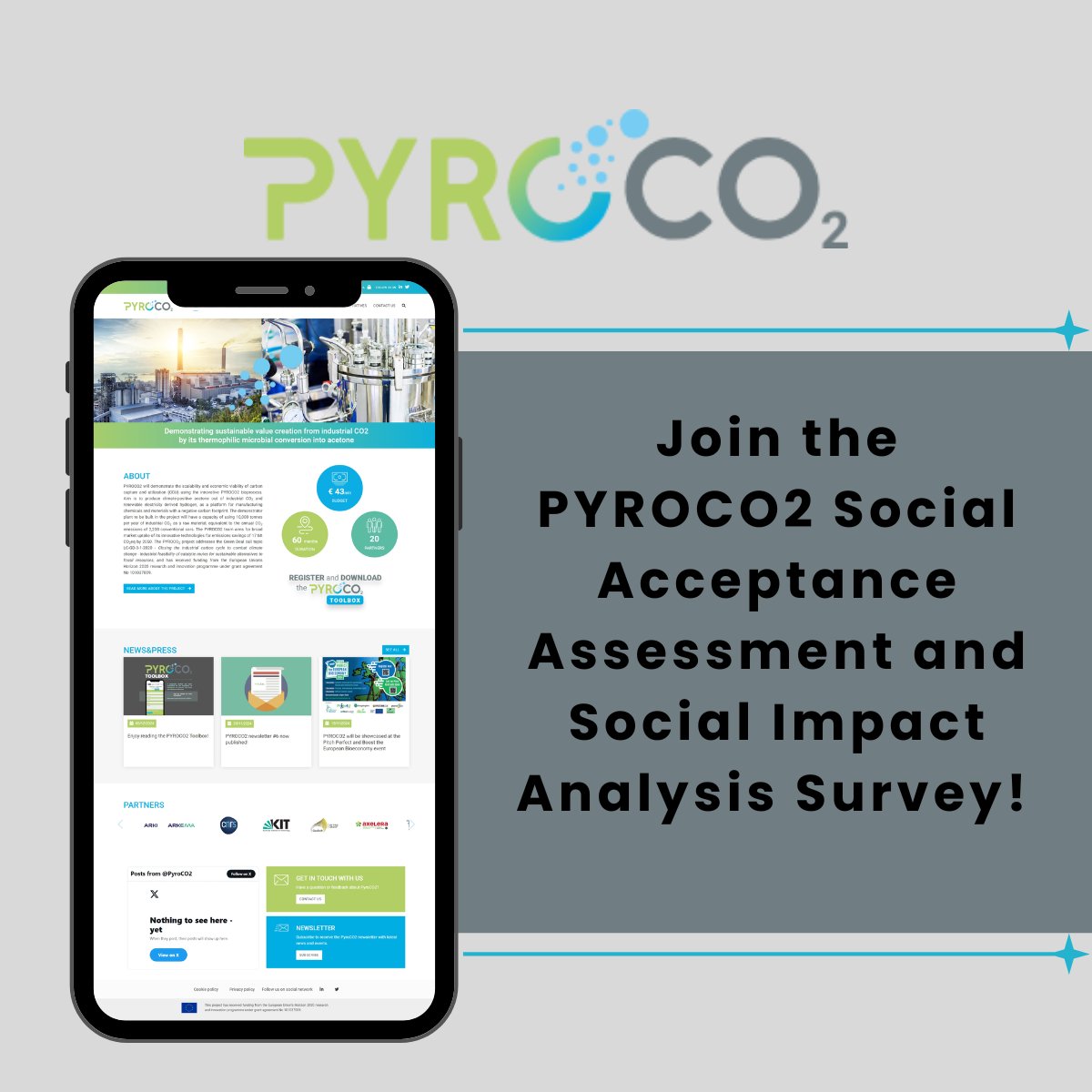 How do people perceive #CCU?
What are the social impacts?🤔
👉Take the <a href="/PyroCO2/">PyroCO2</a> survey now and share your opinion 🔗 lnkd.in/d2QQ4jyr 
Available in English, French &amp; Italian.
🕒 It will only take 15 minutes of your time!