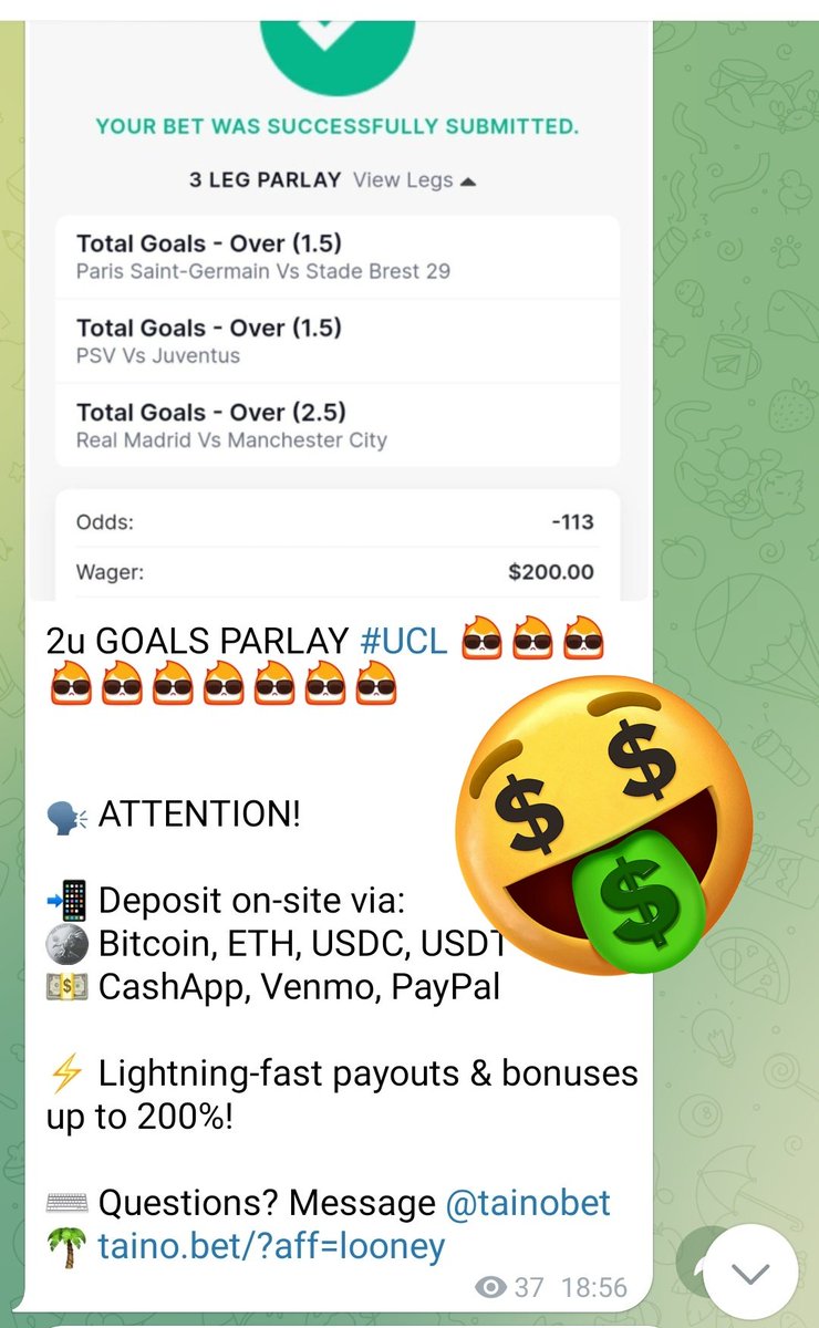 TwoLooney's tweet photo. 🏆 CHAMPIONS LEAGUE SWEEEEEP! ❗️❗️🔥
💰 2 x 2u LOCKED IN 🔒 2 WINNERS! 🏆
✅ -113 💵 ✅ -121 💵
🚀 UNSTOPPABLE FORM – 5 STRAIGHT WINS & COUNTING! 💥🔥
🔗 Get in on the action NOW: https://t.co/R0Y4bU8TXF
#LooneyLocks #ChampionsLeague #WinningStreak #ParlayKings #VIPBets #BankrollBuilder #BetSmarter #GrowthMode #Sportcoin