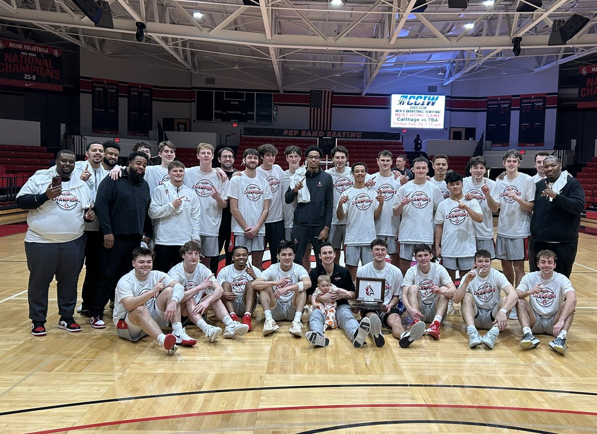 Quite a journey…
2021 - Covid-affected SR year means WB6 title only chance to cut nets for <a href="/RockyHoops/">Rock Island Rocks Basketball</a> 
2022 - FR year at college is 2-14 last place finish
2025 - 7 guys there 4 years later to cut nets as <a href="/Carthage_MBB/">Carthage Men's Basketball</a> wins CCIW season title
#MoreWorkToDo